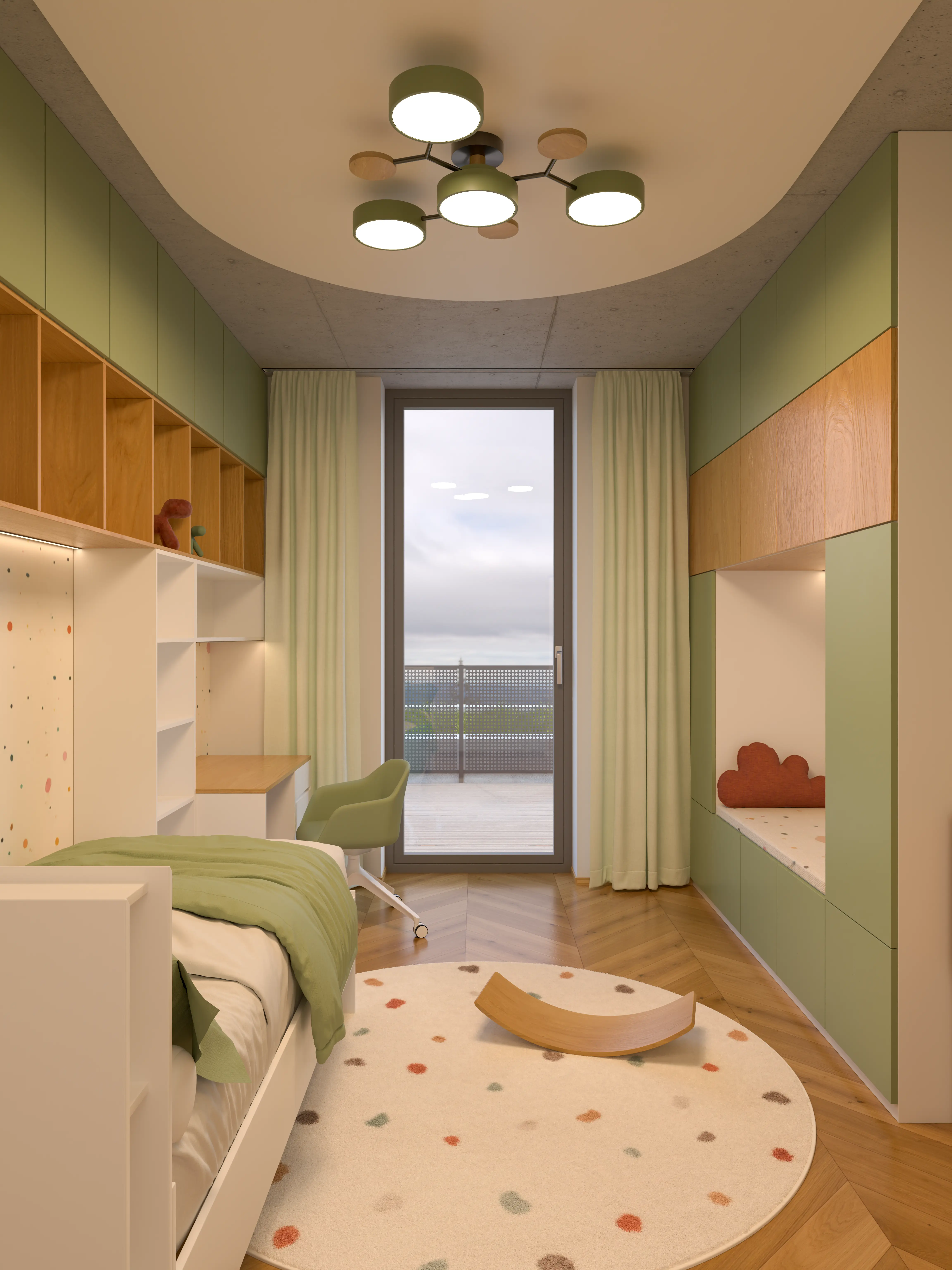 Dětský pokoj v bytě 3+KK – interiérová vizualizace