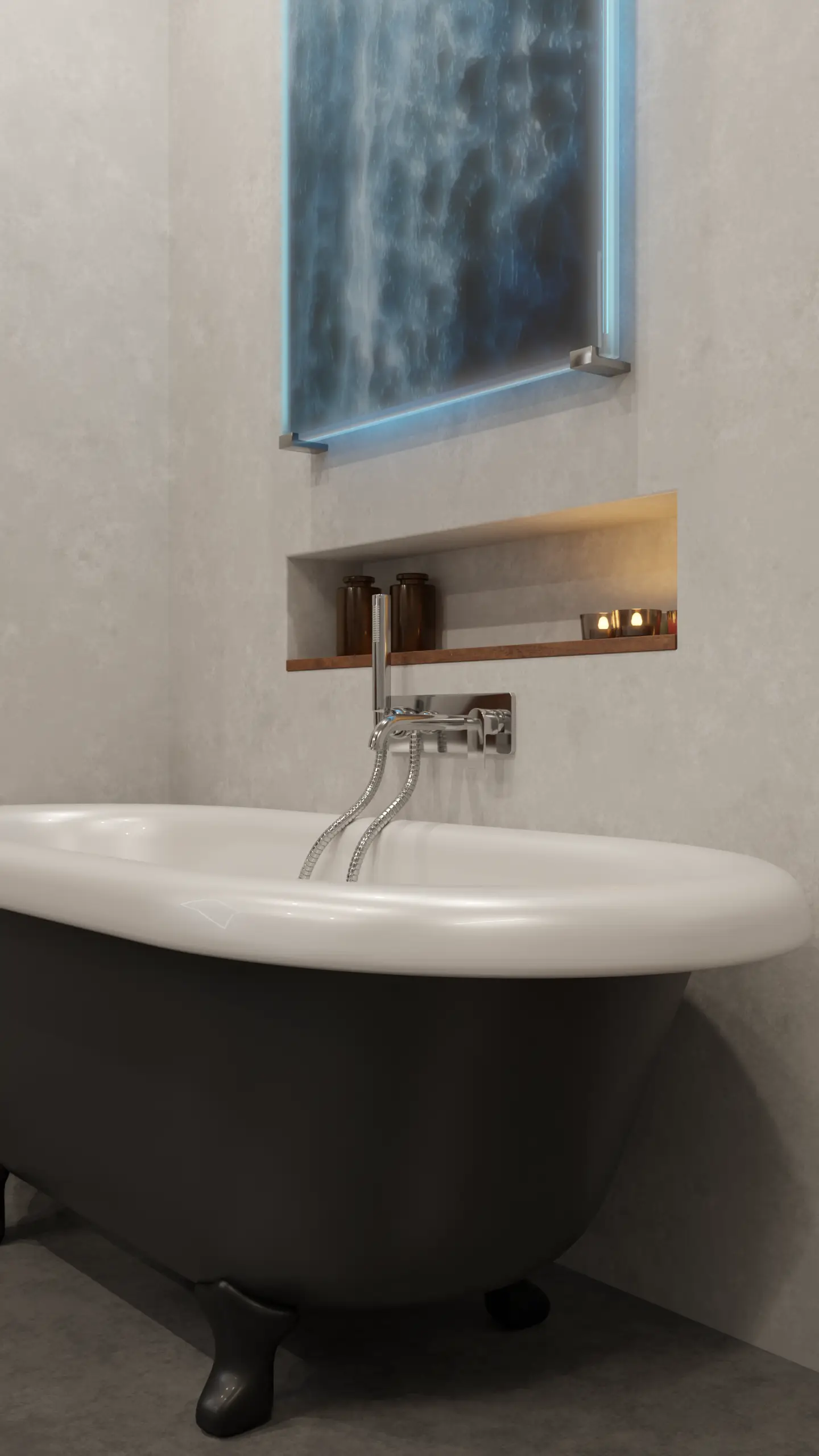 Atmosféra moderní koupelny – interiérová vizualizace