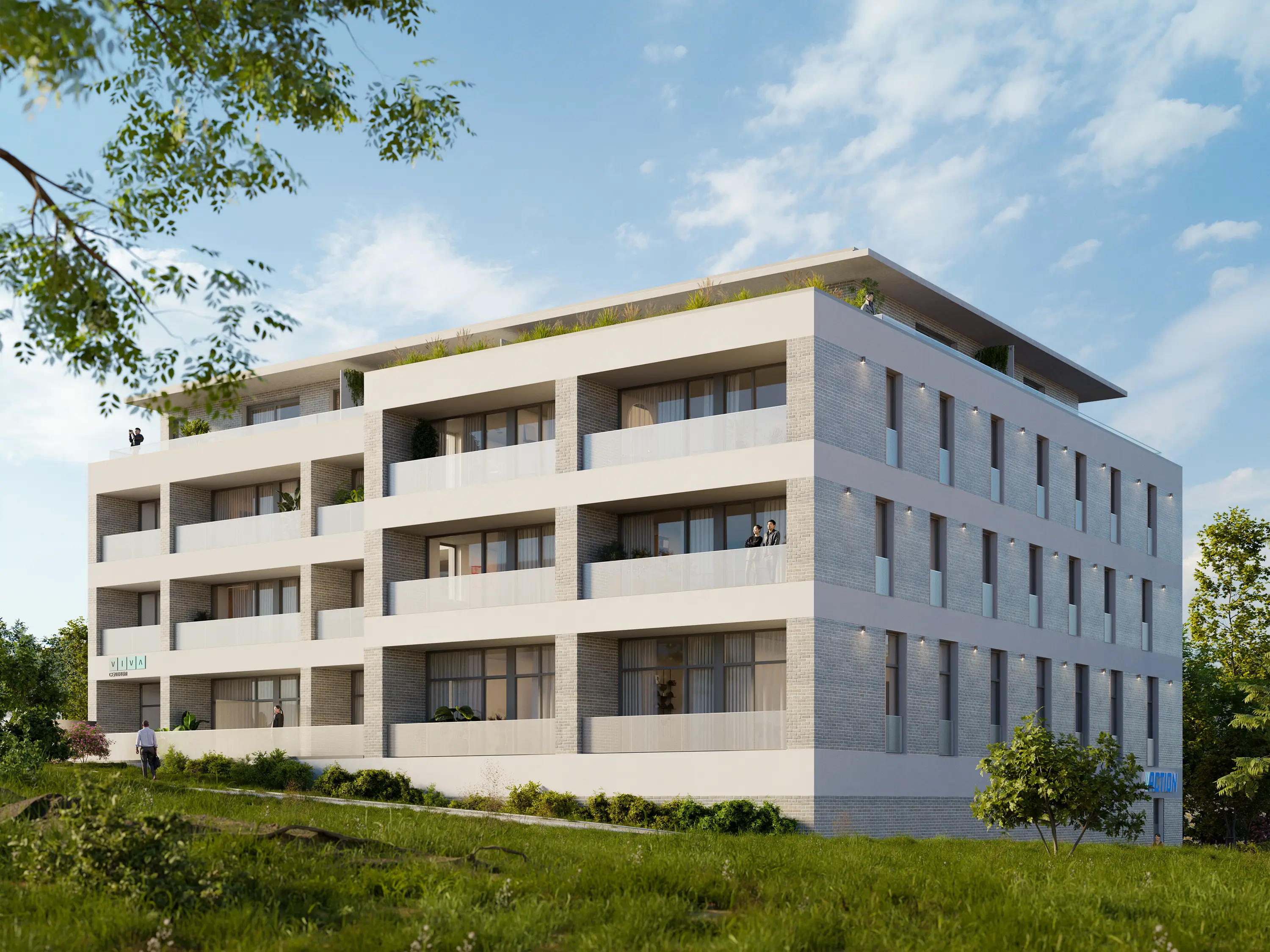 Exteriér bytového centra VIVA – vizualizace
