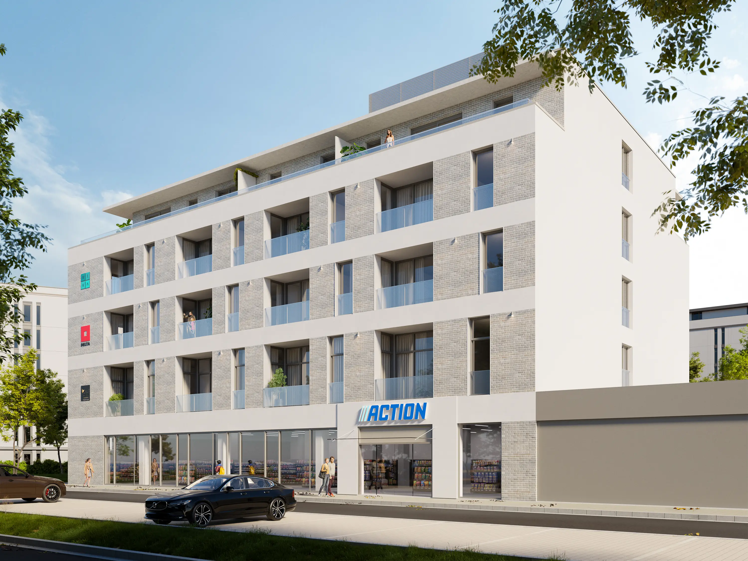 Exteriér bytového centra VIVA – vizualizace