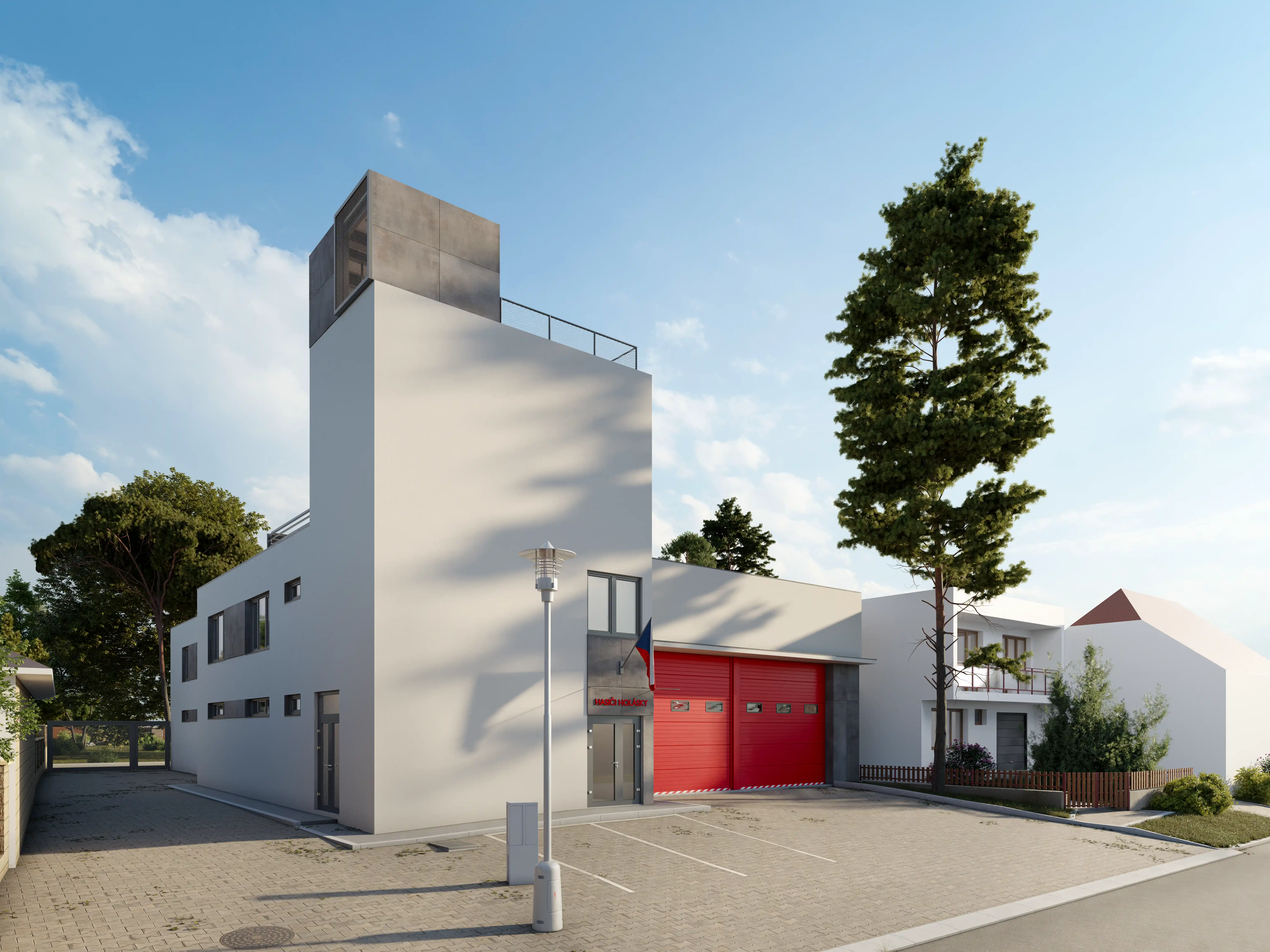 Hasičská zbrojnice Brno-Holásky – exteriérová vizualizace