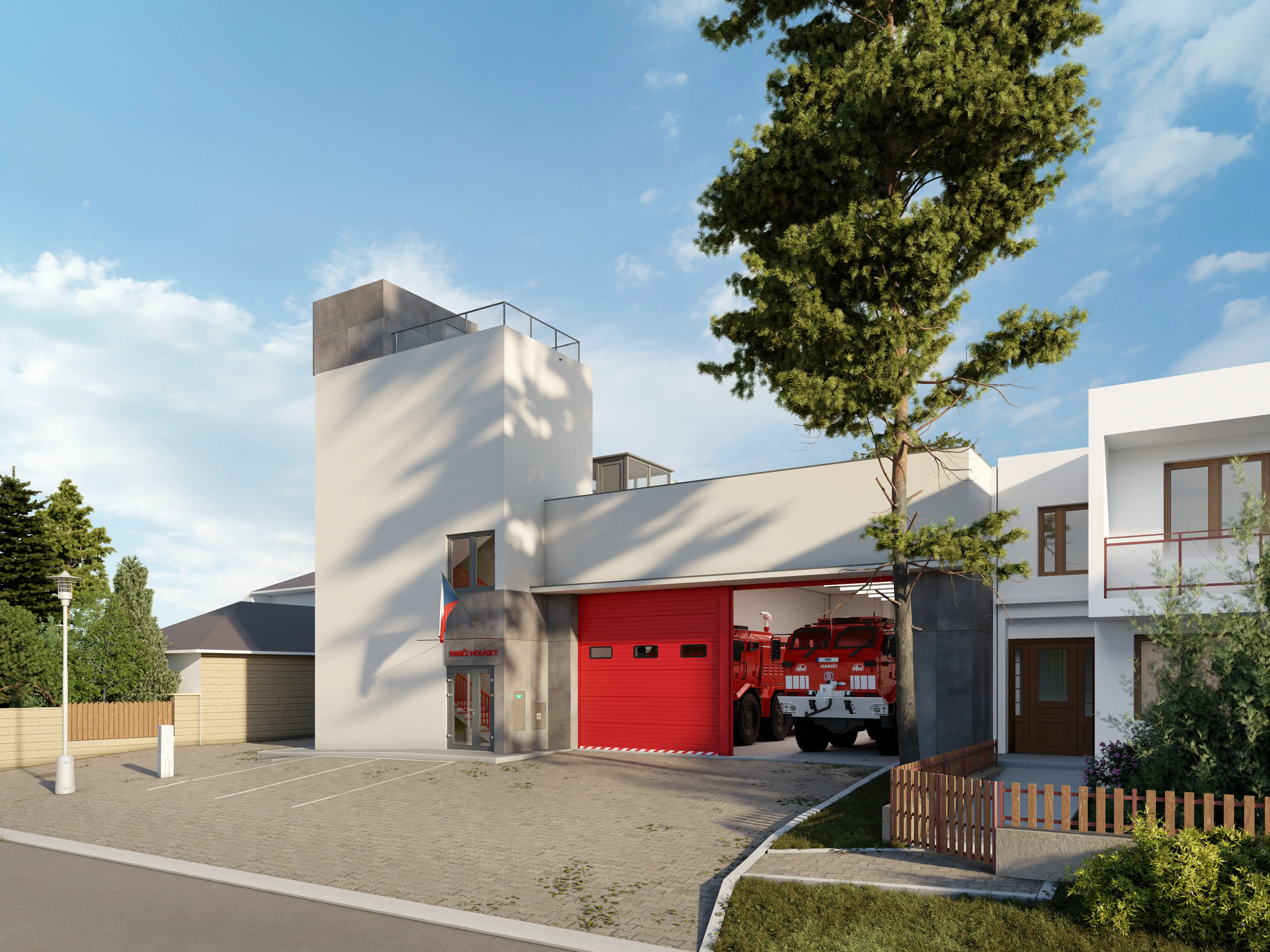 Hasičská zbrojnice Brno-Holásky – exteriérová vizualizace