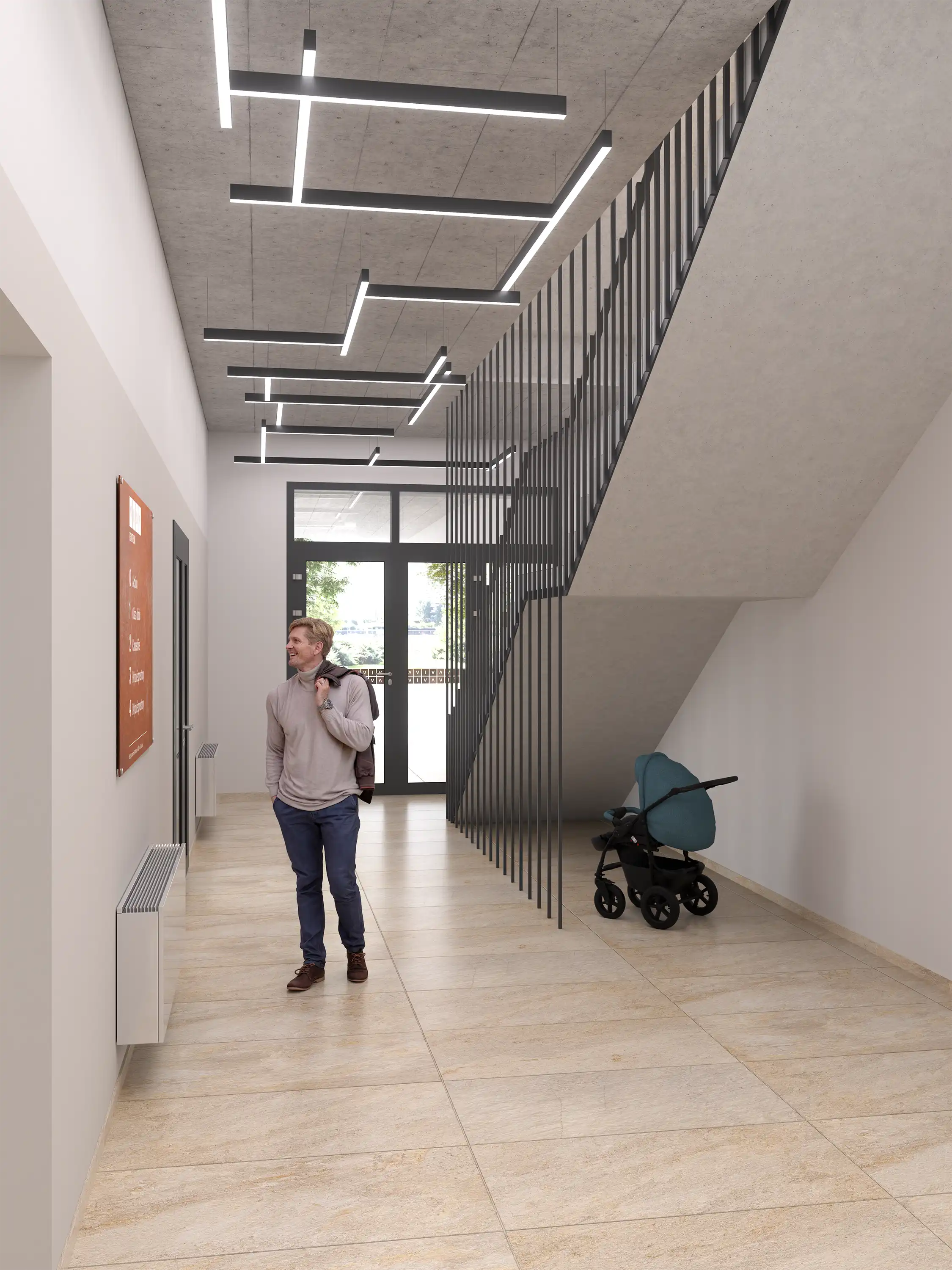 Vstupní hala bytového centra VIVA – vizualizace